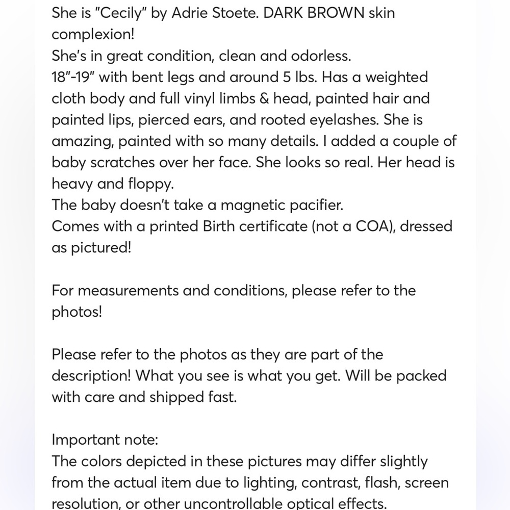Handmade authentic high end Reborn Realborn doll Cecily by the late Adrie Stoete - Picture 13 of 13